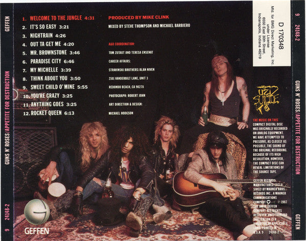 Guns N' Roses : Appetite For Destruction (CD, Album, Club, RE, Rev)