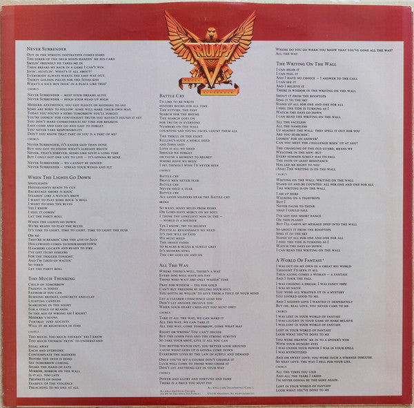 Triumph (2) : Never Surrender (LP, Album, Club, RE)