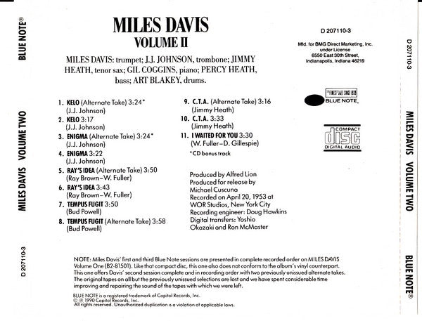 Miles Davis : Volume 2 (CD, Comp, Club, RE)