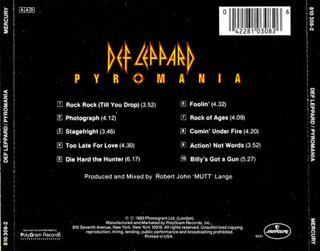 Def Leppard : Pyromania (CD, Album, RE)