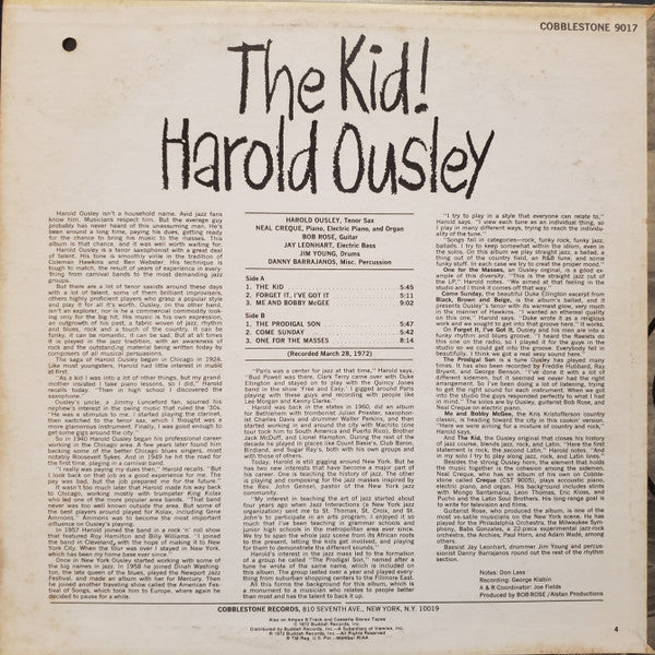 Harold Ousley : The Kid! (LP, Album, ARP)