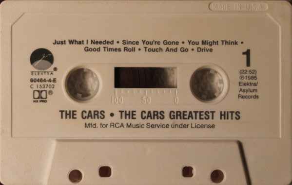The Cars : The Cars Greatest Hits (Cass, Comp, Club, RCA)