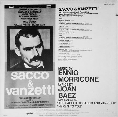 Ennio Morricone : Sacco & Vanzetti (An Original Soundtrack Recording) (LP, Album, Roc)