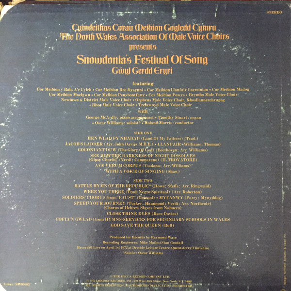 Various : Snowdonia's Festival Of Song (LP, Album)