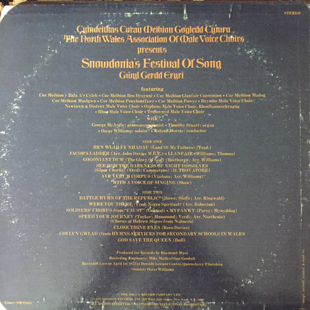 Various : Snowdonia's Festival Of Song (LP, Album)