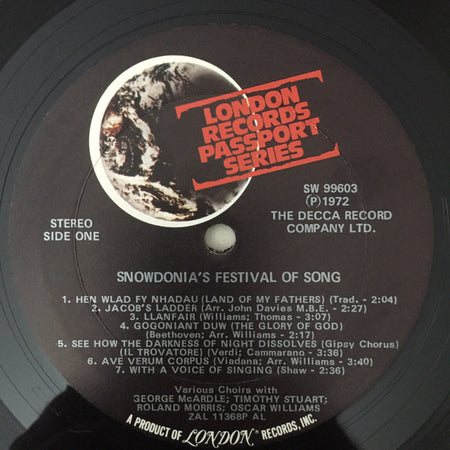 Various : Snowdonia's Festival Of Song (LP, Album)