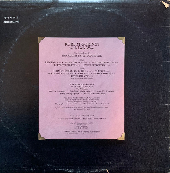 Robert Gordon (2) With Link Wray : Robert Gordon With Link Wray (LP, Album, RE, Ind)