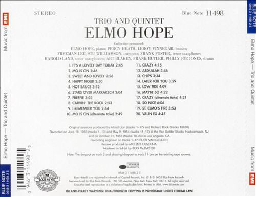 Elmo Hope : Trio And Quintet (CD, Comp, RE, RM)