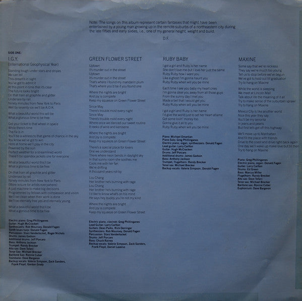 Donald Fagen : The Nightfly (LP, Album, RE)