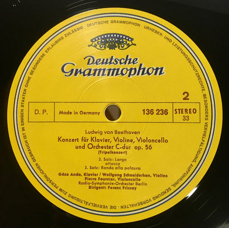 Ludwig van Beethoven, Géza Anda, Wolfgang Schneiderhan, Pierre Fournier, Radio-Symphonie-Orchester Berlin, Ferenc Fricsay : Tripelkonzert (LP, RE, 180)