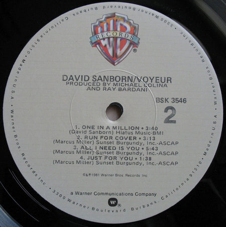 David Sanborn : Voyeur (LP, Album, Jac)