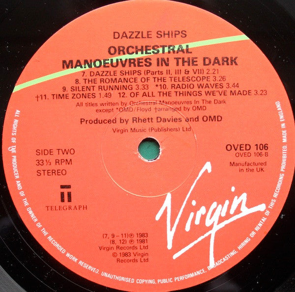 OMD* : Dazzle Ships (LP, Album, RE)