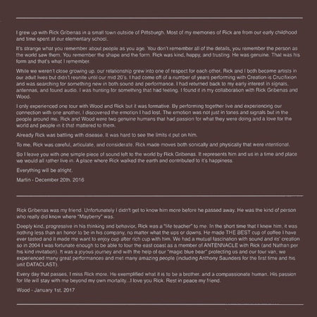 Antennacle + Bastard Noise : For Rick Gribenas (7", RE, RM, Red)