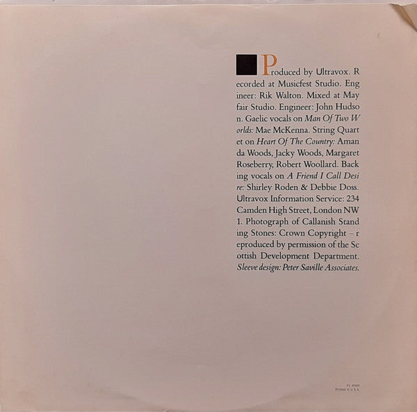Ultravox : Lament (LP, Album, PRC)