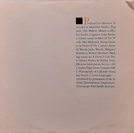 Ultravox : Lament (LP, Album, PRC)