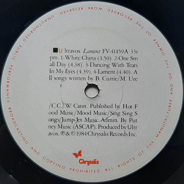 Ultravox : Lament (LP, Album, PRC)