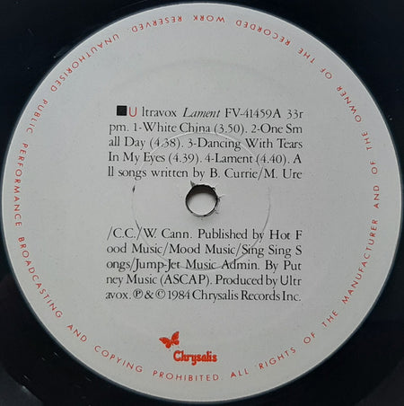 Ultravox : Lament (LP, Album, PRC)