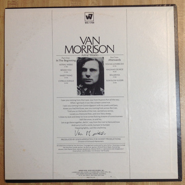 Van Morrison : Astral Weeks (LP, Album, RP, Jac)