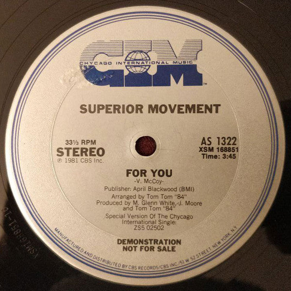 Superior Movement : Be My Cinderella / For You (12", Single, Promo)