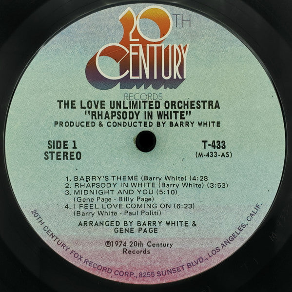 Love Unlimited Orchestra : Rhapsody In White (LP, Album, Ter)
