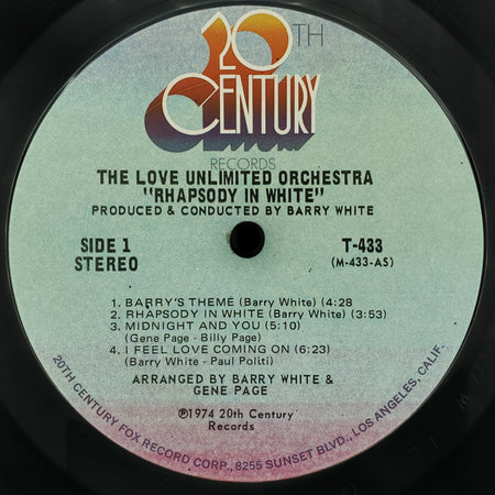 Love Unlimited Orchestra : Rhapsody In White (LP, Album, Ter)