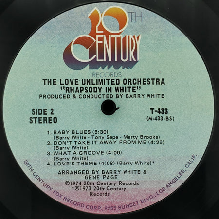 Love Unlimited Orchestra : Rhapsody In White (LP, Album, Ter)