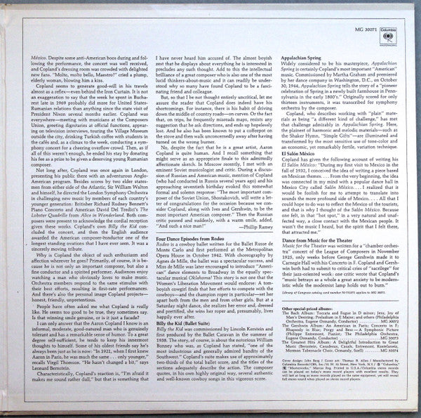 Copland* - Leonard Bernstein, New York Philharmonic : The Copland Album  (Appalachian Spring / Billy The Kid / El Salón México / Rodeo) (2xLP)