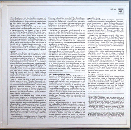 Copland* - Leonard Bernstein, New York Philharmonic : The Copland Album  (Appalachian Spring / Billy The Kid / El Salón México / Rodeo) (2xLP)