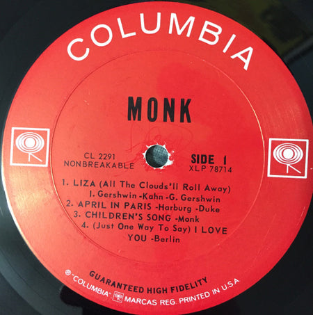 Thelonious Monk : Monk. (LP, Album, Mono)