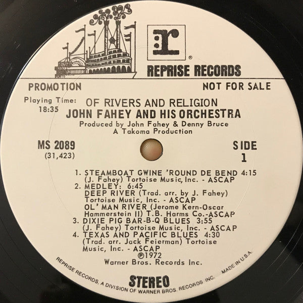 John Fahey And His Orchestra* : Of Rivers And Religion (LP, Album, Promo)
