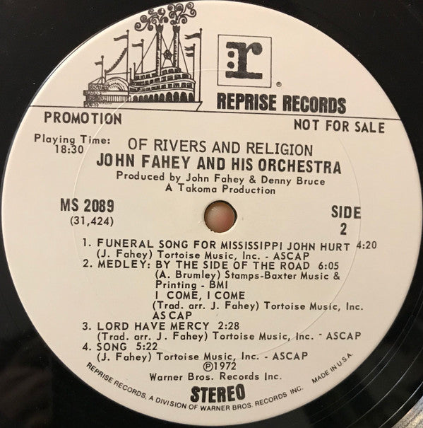 John Fahey And His Orchestra* : Of Rivers And Religion (LP, Album, Promo)