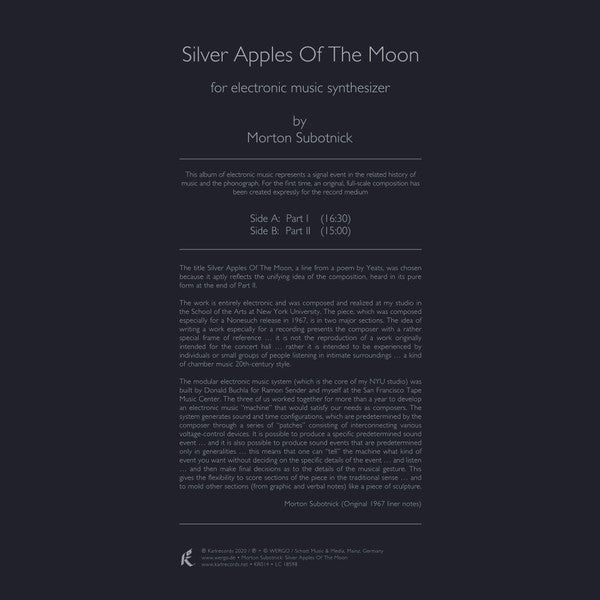 Morton Subotnick : Silver Apples Of The Moon (LP, Ltd, RE, RM, 180)