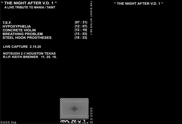 Various : "The Night After V.D. 1" A Live Tribute To Mania/Taint (CDr, Comp)
