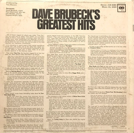 Dave Brubeck : Dave Brubeck's Greatest Hits (LP, Comp, RE)
