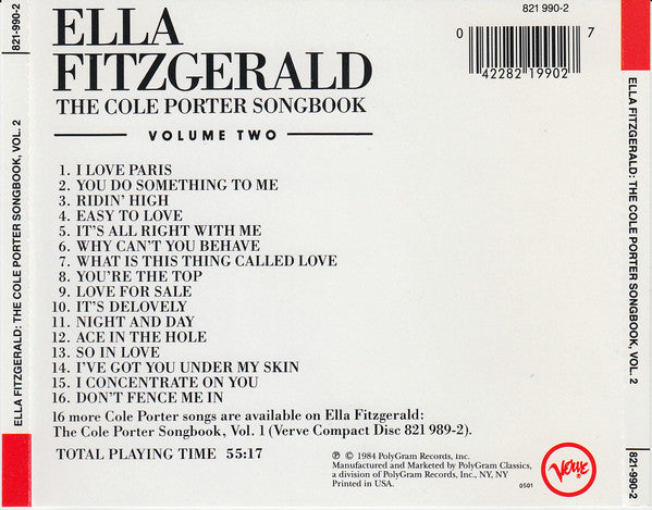 Ella Fitzgerald : The Cole Porter Songbook Volume Two (CD, Album, RE, RM)