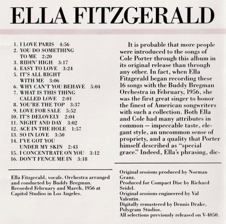 Ella Fitzgerald : The Cole Porter Songbook Volume Two (CD, Album, RE, RM)