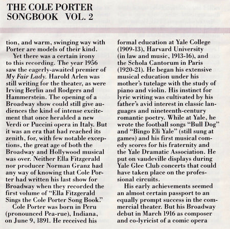 Ella Fitzgerald : The Cole Porter Songbook Volume Two (CD, Album, RE, RM)