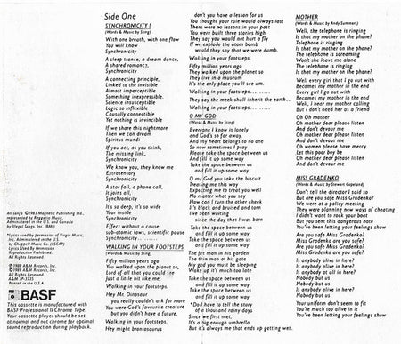 The Police : Synchronicity (Cass, Album, CrO)