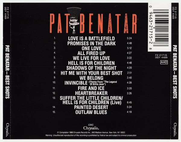 Pat Benatar : Best Shots (CD, Comp, Club, CRC)