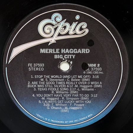 Merle Haggard : Big City (LP, Album, Pit)