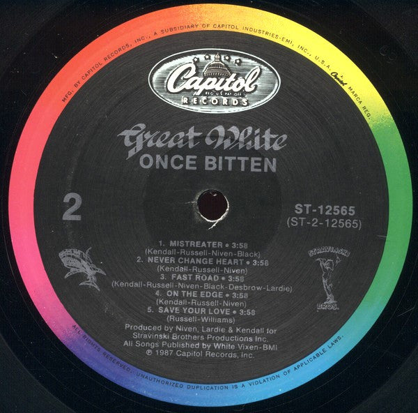 Great White : Once Bitten (LP, Album, Spe)