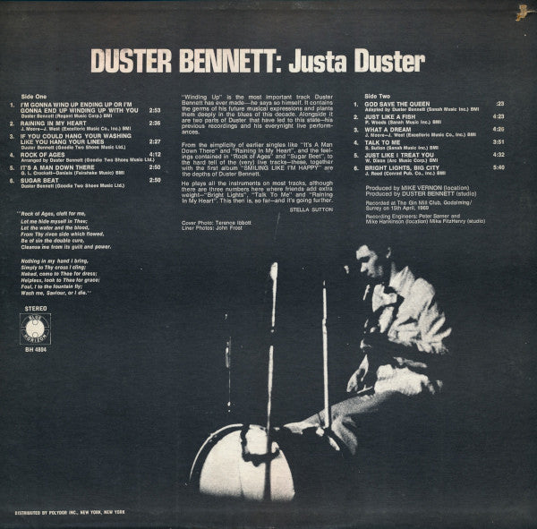 Duster Bennett : Justa Duster (LP, Pit)