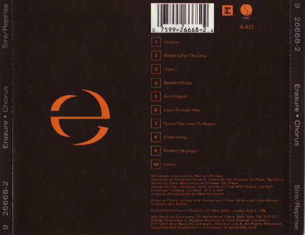 Erasure : Chorus (CD, Album, Spe)