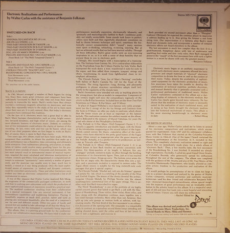 Walter Carlos : Switched-On Bach (LP, Album, Ter)