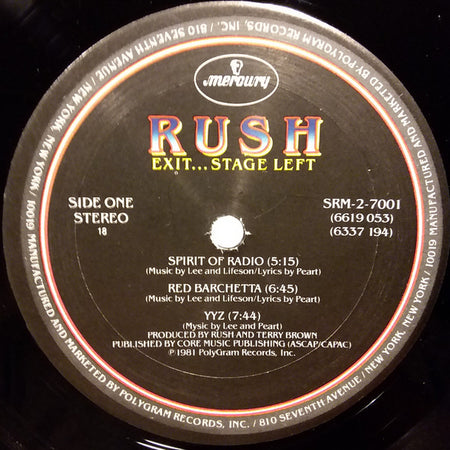 Rush : Exit...Stage Left (2xLP, Album, RP, Car)