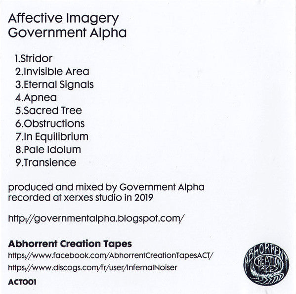 Government Alpha : Affective Imagery (CD, Album, Ltd)