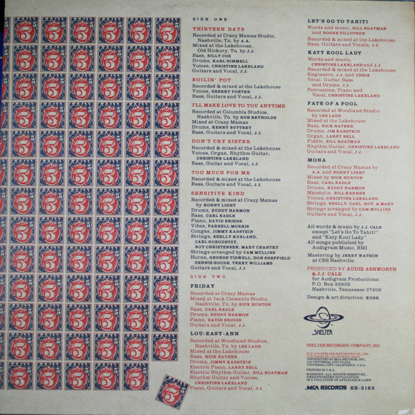 J.J. Cale : 5 (LP, Album, Glo)