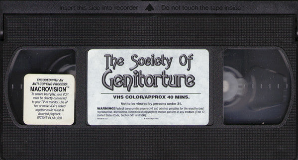 Genitorturers : The Society Of Genitorture (VHS, Ltd, NTSC)