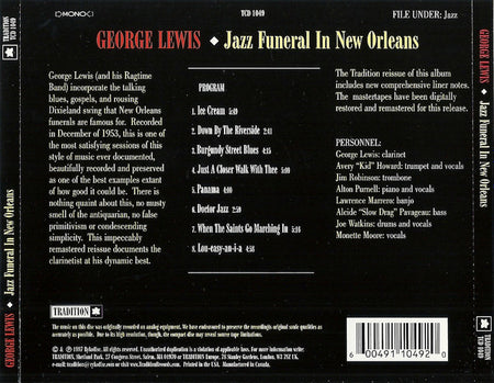 George Lewis (2) : Jazz Funeral In New Orleans (CD, Album, RE, RM)
