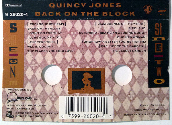 Quincy Jones : Back On The Block (Cass, Album, SR,)
